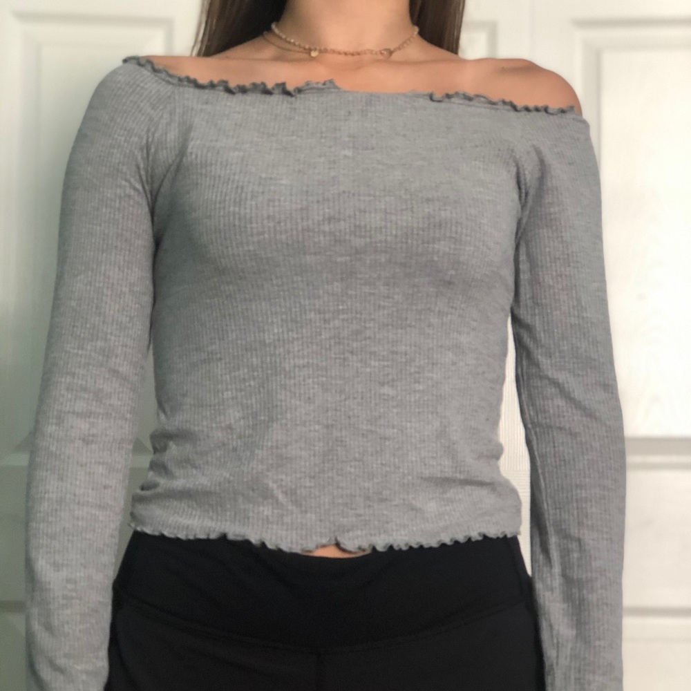 Pacsun grey off the shoulder long sleeve